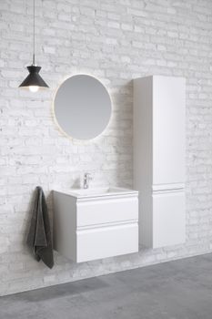 Пенал ВЕГА 35 см, 2 двери, цвет белый матовый, петли справа AQ70035R-MW — фото 3, Пеналы для ванной комнаты