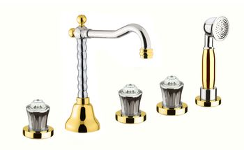 Смеситель на борт ванны Fiore VENERE SKY (SWAROVSKI®) 13CO0607, хром/золото — фото 1, Смесители на борт ванны