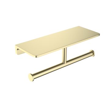 Бумагодержатель двойной с полкой для телефона Timo Selene 17045/17 золото матовое — фото 1, Держатели туалетной бумаги