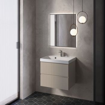 AQM900160BG "S1" тумба под умывальник подвесная 60 см., цвет бежевый. — фото 4, Тумбы под раковину