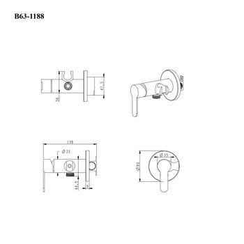 BOND Smart B63-1188 Смеситель для гигиенического душа с внутренней частью, однорычажный черный матовый — фото 7, Гигиенические души