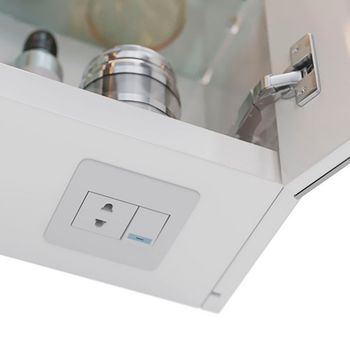 Шкаф зеркальный Lemark ZENON 120х80 см 3-х дверный, с козырьком-подсветкой, с розеткой, цвет корпуса LM120ZS-Z — фото 3, Зеркальные шкафы в ванную