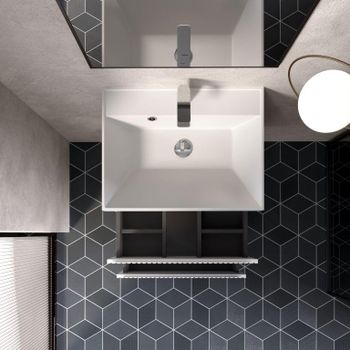 AQM900160WH "S1" тумба под умывальник подвесная 60 см., цвет белый глянец. — фото 2, Тумбы под раковину