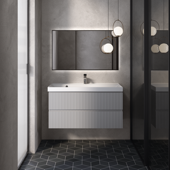 AQM900110GM "S1" тумба под умывальник подвесная 100 см., цвет серый. — фото 1, Тумбы под раковину