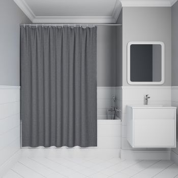 Штора для ванной, 200х180 см, Полиэстер, серый IDDIS (DL03P18i11) — фото 2, Шторы для ванной
