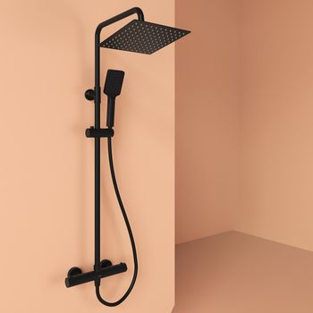 Душевая стойка SANCOS KANEDO с термостатом с верхним душем 248x248 мм ручным душем 110 мм 4 режима черный матовый SC7100MB — фото 8, Душевые стойки