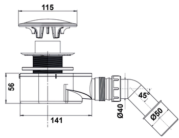 Сифон Bettoserb для поддона слив 90мм 125341 — фото 1, Сифоны для поддонов