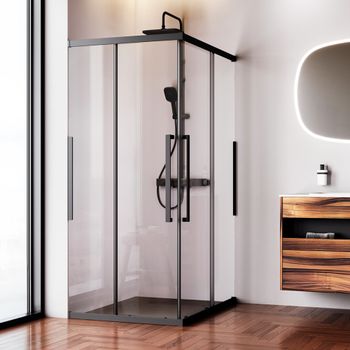 W84G-403-12090-BT Душевое ограждение Func Square Slide 120х90, черный, прозрачное — фото 8, Душевые кабины и ограждения