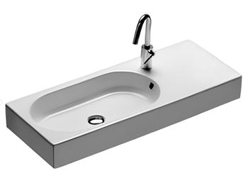 Раковина HATRIA AREA YXDL01 подвесная или на тумбу с одним отверстием с переливом цвет белый — фото 1, Раковины