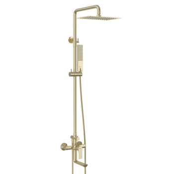 URSUS Смеситель LM7262BG для ванны и душа с регулируемой высотой штанги и верхней душевой лейкой "Тр — фото 1, Смеситель для ванны