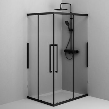 W84G-403-12090-BT Душевое ограждение Func Square Slide 120х90, черный, прозрачное — фото 2, Душевые кабины и ограждения