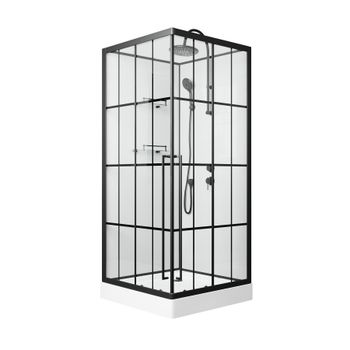 Душевая кабина Niagara Standart ST90/15QR/KL/BKT (90х90х225) низкий поддон(15см),черный,стекло прозрачное,3 места — фото 2, Душевые кабины