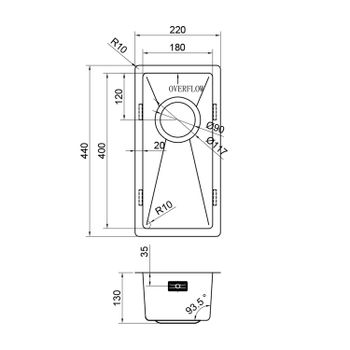 Кухонная мойка Reflexion Iseo RX2265BL оружейная сталь — фото 14, Кухонные мойки