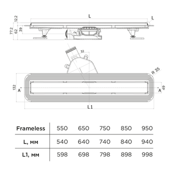Душевой лоток BETTOSERB Frameless Matte Black 750 13701321 — фото 2, Душевые лотки