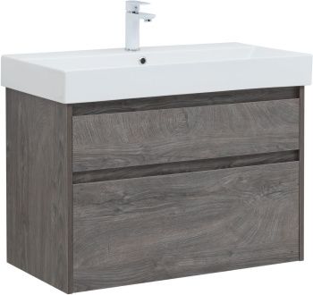 Тумба с раковиной Aquanet Nova Lite 85 2 ящ. (SLIM SYNERGY) цв.дуб рошелье 00274173 — фото 1, Тумбы с раковиной