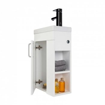 Тумба с раковиной IDDIS Torr 40 подвесная белая полки справа (TOR40WRi95K) — фото 1, Тумбы с раковиной