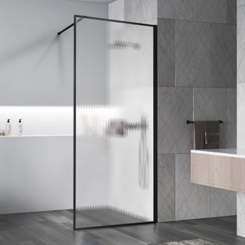 Душевая перегородка Walk-In VSW-1HP110FLB, 1100*2000, черный, стекло рифленое — фото 3, Душевые перегородки