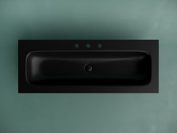 Раковина накладная мебельная CERAMICANOVA Grace прямоугольная 1210x457x137 с тремя отверстиями под смеситель цвет черный матовый CN7024MB — фото 3, Раковины накладные