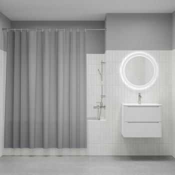 Штора для ванной, 200x240 см, Полиэстер, светло-серый, IDDIS, BL07P24i11 — фото 1, Шторы для ванной