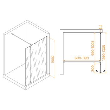 Душевая перегородка RGW WA-050Gb (WA-002Gb + Z-070Gb) 1000 351005003-16 — фото 11, Душевые перегородки