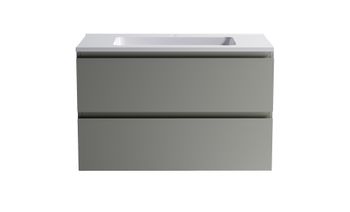 Нижний шкаф Альфа 90 с 2 ящиками серо-бежевый (NCS S 3502-Y матовый) + Раковина "Альфа 90" 3060007ncss3502-y+04010008 — фото 1, Тумбы с раковиной