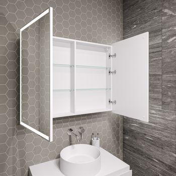 Товар: Шкаф-зеркало "МЕРКАДО-100 см" универсал. с LED подсветкой 201002 - фото 3 Шкаф-зеркало "МЕРКАДО-100 см" универсал. с LED подсветкой 201002 — фото 3, Зеркала в ванную комнату