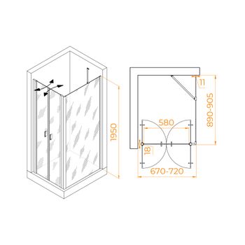 Душевой уголок RGW PA-144B (PA-104B+Z-050-2B+O-204B) 700x900 060814479-14 — фото 1, Душевые уголки