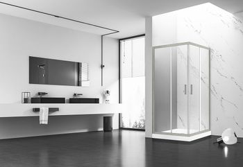 Душевой угол Veconi Rovigo RV-83, 900x900x1950, никель брашинг, прозрачное стекло RV83-90-01-C5 — фото 2, Душевые уголки