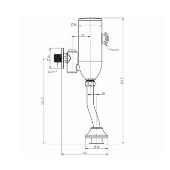 Cмывное устройство для писсуара сенсорное Raiber Sensor RSF88307, хром — фото 2, Инсталляции для писсуаров