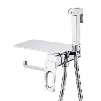 Гигиенический душ со смесителем встраиваемый с полкой и бумагодержателем Raglo R51.55, хром — фото 1, Гигиенические души