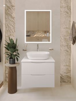 BOND Cube T55605 Тумба со столешницей подвесная белая матовая без раковины — фото 20, Тумбы под раковину