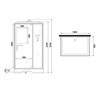 Душевая кабина Niagara Standart ST120/90/15Q (120х90х215) прямоугольник,поддон 15см,распашная,проф.белый,3 места — фото 11, Душевые кабины