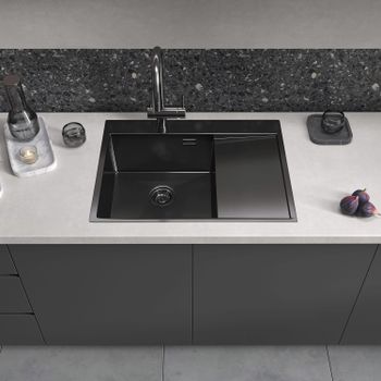 Кухонная мойка Reflexion Iseo RX2265BL оружейная сталь — фото 338, Кухонные мойки