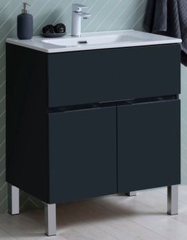 Тумба под раковину Aquanet Алвита new 70 1 ящик, 2 дверцы, антрацит 00303900 — фото 1, Тумбы под раковину