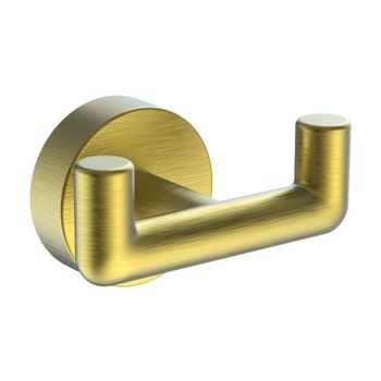 Крючок для ванной комнаты двойной Raglo R320.052.03, золотой сатин — фото 1, Крючки для полотенец