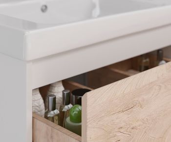 Тумба Lemark COMBI 100 см под 1 раковину, подвесная/напольная, 2 ящика, цвет фасада: Дуб кантри, цве LM03C100T-dub — фото 3, Тумбы под раковину