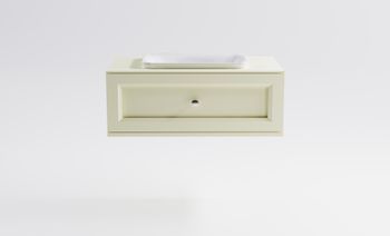 Тумба Классик 90см 1ящ RAL1013 мат., раковина Ретро бел глянц, столешница Solid в цвете 4631177715570 — фото 1, Тумбы с раковиной