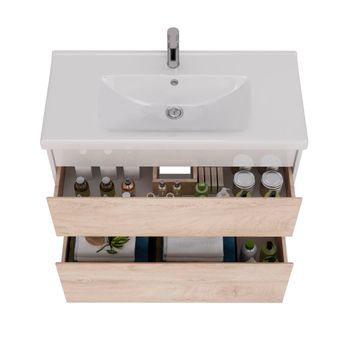 Тумба Lemark COMBI 100 см под 1 раковину, подвесная/напольная, 2 ящика, цвет фасада: Дуб кантри, цве LM03C100T-dub — фото 2, Тумбы под раковину