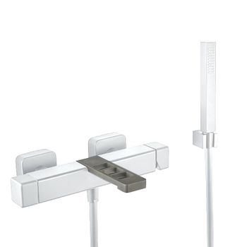 Смеситель для ванны Webert One-X OX850101741, белый/сталь — фото 1, Смеситель для ванны