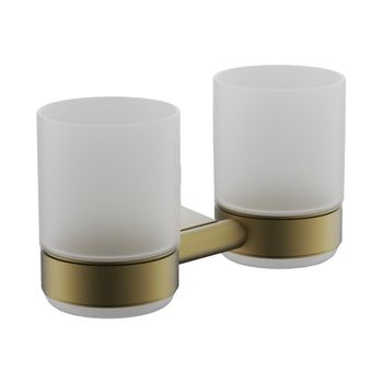 Стакан для ванной комнаты двойной BELZ B91308, брашированное золото — фото 1, Стаканы для зубных щеток