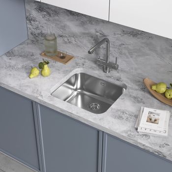 Кухонная мойка Reflexion Iseo RX2265BL оружейная сталь — фото 389, Кухонные мойки