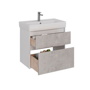 Тумба Lemark COMBI 80 см под 1 раковину, подвесная/напольная, 2 ящика, цвет фасада: Бетон, цвет корп LM03C80T-Beton — фото 1, Тумбы под раковину