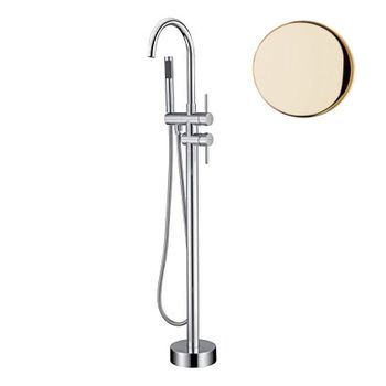 Смеситель для ванны напольный Webert Rimini RI851101794, золото матовое — фото 1, Смеситель для ванны