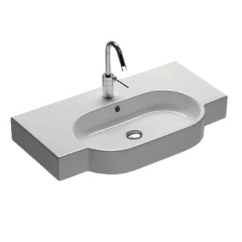 Раковина HATRIA AREA Y0UP01 подвесная или на тумбу с одним отверстием с переливом цвет белый — фото 1, Раковины