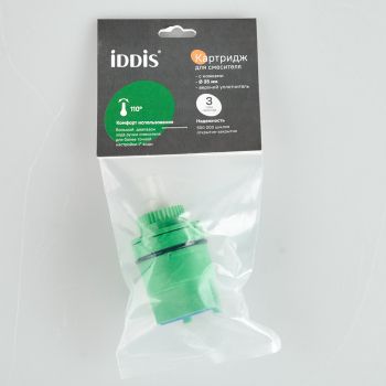 Картридж керамический для смесителя, 35 мм, с ножками, с верхним уплотнителем, IDDIS (999C35H1SM) — фото 1, Комплектующие для душевого оборудования