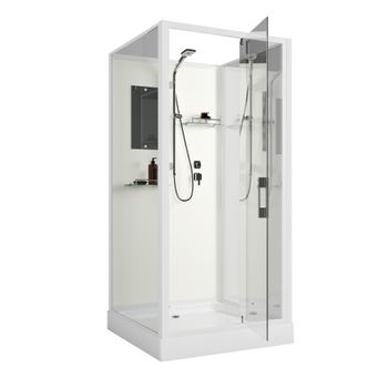 Душевая кабина Niagara Standart ST100/15Q/BK (100х100х200) квадрат,поддон 15см,распашная,проф.белый,без крыши,3 места — фото 2, Душевые кабины