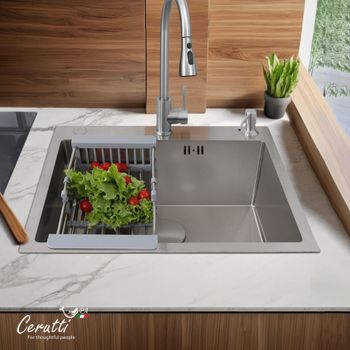 Мойка GLORIA60 nano embos (матовый хром) кухонная из нержавеющей стали (600х500х220) Ceruttispa CT11257 — фото 1, Кухонные мойки