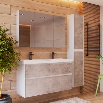 Шкаф зеркальный Lemark UNIVERSAL 120х80 см 3-х дверный, цвет корпуса: Белый глянец LM120ZS-U — фото 4, Зеркальные шкафы в ванную