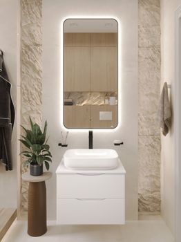 BOND Cube T55605 Тумба со столешницей подвесная белая матовая без раковины — фото 25, Тумбы под раковину