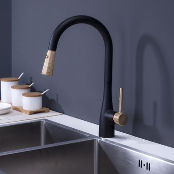 Смеситель для кухни D&K Rhein DA1462517A, черный/золото — фото 1, Смесители для кухни